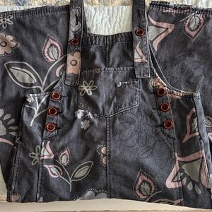 Easel Gray Overalls with Red Button Details